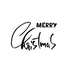 Hand drawn phrase Merry Christmas. Modern dry brush lettering design for posters, t-shirts, cards, invitations, stickers, banners, ets. Vector typography illustration.