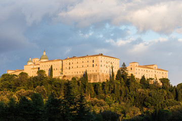 Montecassino abbey at Cassino, in Ciociaria, Lazio, Italy - obrazy, fototapety, plakaty