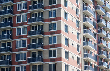 close up on downtown apartment building in New York city