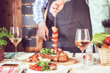 chicken dinner, bqq with salad