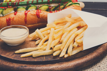American fast food - hot dog and french fries