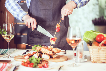chicken dinner, bqq with salad
