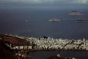 bird flight over Rio de Janeiro panoramic view