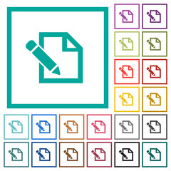 Edit with pencil flat color icons with quadrant frames