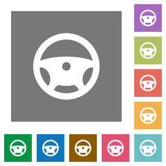 Steering wheel square flat icons