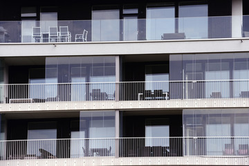 glazed loggias of a modern building