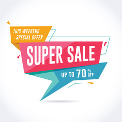 Super sale banner. Discount and promotion banners up to 70% off