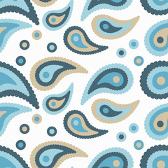 Seamless pattern with ethnic paisley ornament. Retro motif. Textile rapport.