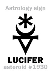 Astrology Alphabet: LUCIFER, asteroid #1930. Hieroglyphics character sign (single symbol).