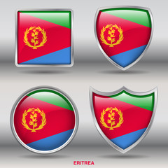 Flag of Eritrea in 4 shapes collection with clipping path