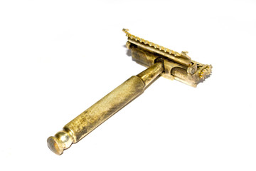 Vintage Antique Old Men's Manual Razor on White Background