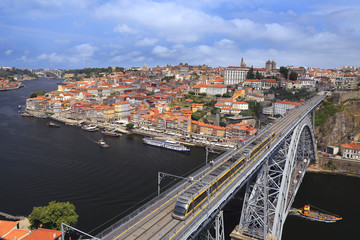 Porto skyline, Dom Luis I Bridge and Douro River in Portugal