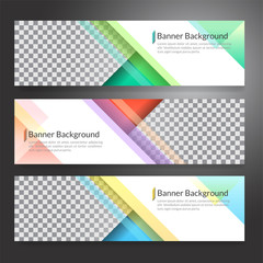 Fototapeta premium Set of horizon abstract colorful banner background with copy space