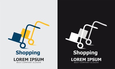 abstract cart logo shopping design