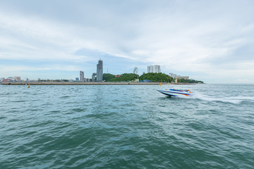 Speed boat, pattaya city, Chonburi, Pattaya downtown city and Koh Larn, Travel beach Thailand,