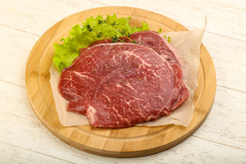 Raw beef schnitzel