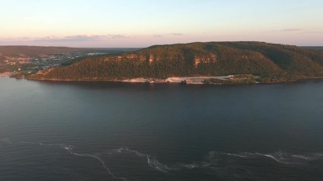 the mountain on the Volga river aerial shooting