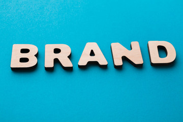 Word Brand on blue background
