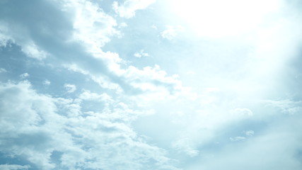 Naklejka na ściany i meble Soft light blue sky with white cloud for background.