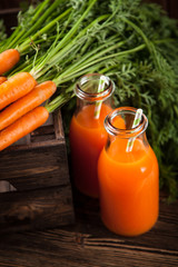 Fresh organic carrot juice