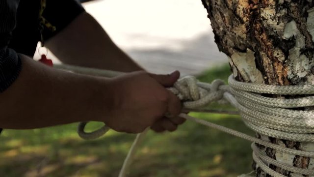 Scout knot tied with rope