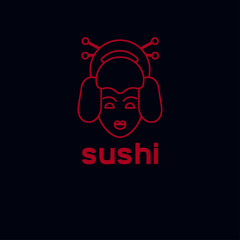 Obraz premium Line head geisha