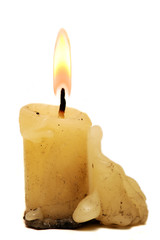 beautiful old candle isolated white background