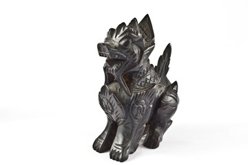 Chinese Dragon Dog Statue on White Background