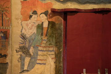 Ancient mural painting at Wat Phumin Nan