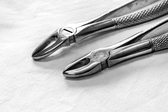 Black And White Photo Of Old Dental Equipment