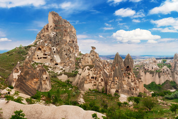 Fototapeta premium The cave city of Uchisar, Cappadocia, Turkey