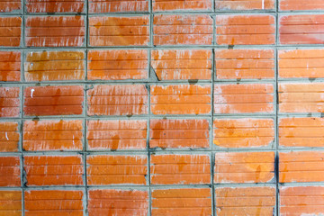 old big red brick wall background