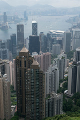 Fototapeta na wymiar Buildings cityscape from Victoria peak, Hong Kong, in August 2017