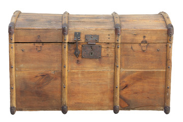 isolated old portmanteau with lock