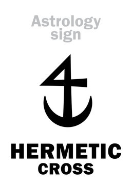 Astrology Alphabet: HERMETIC cross. Hieroglyphics character sign (single symbol).