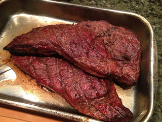 Grilled Tri-Tips in a pan