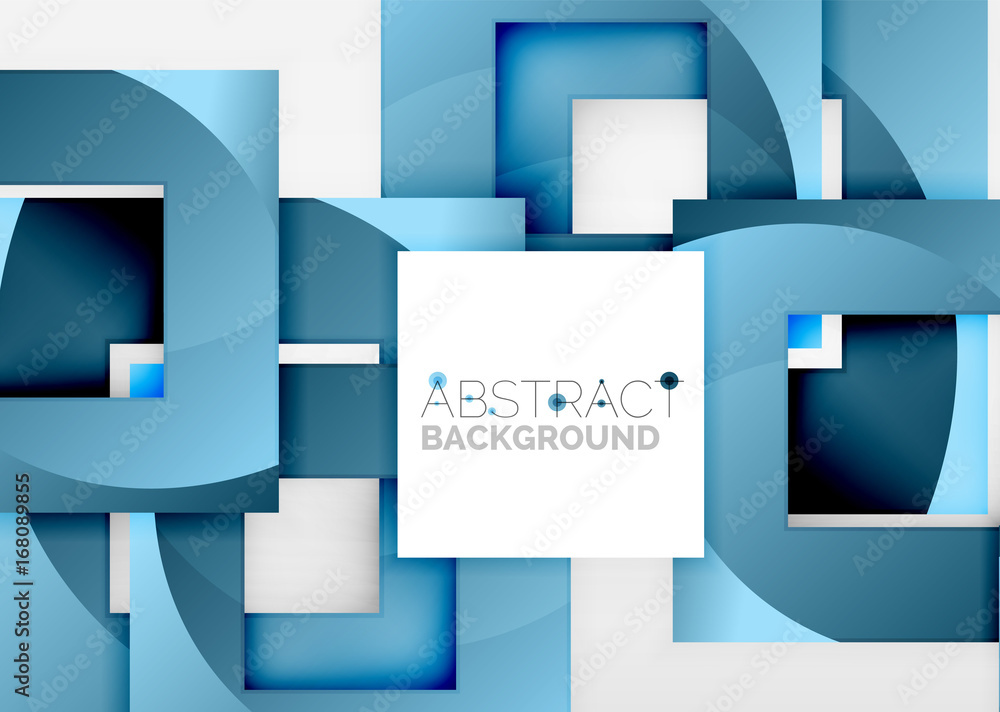 Poster Squares geometric object in light 3d space, abstract background
