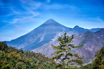 Santa María Volcano behind a valley / This is a large active volcano in the western highlands of Guatemala next to the city of Quetzaltenango © marako85