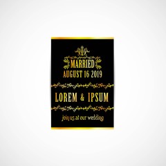 Wedding Invitation Golden Card, Vector, Illustration, Eps File
