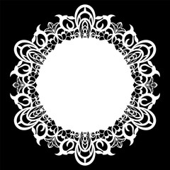 Lace round paper doily, lacy snowflake, greeting element, laser cut  template, doily to decorate the cake,  vector illustrations.
