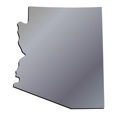 3D Arizona (USA) Aluminium map with black shadow