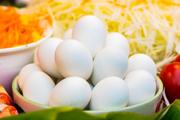 Eggs in a box or tray for waiting make food