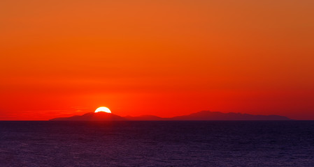 Tropical sunset on the beach. Ao-Nang. Krabi. Thailand