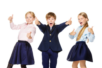 Obraz premium excited school students