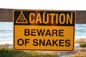 Naklejka premium Caution Beware of Snakes, Western Australia
