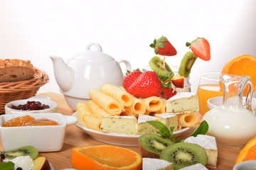 Fruit skewers for tasty breakfast for children