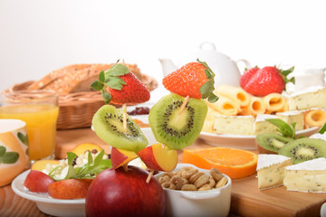 Fruit skewers for tasty breakfast for children