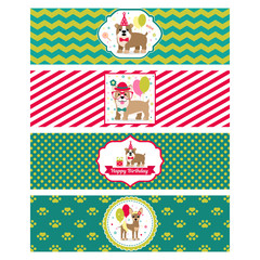Set of vector elements for birthday design. Labels and Stickers for beverages. Children's holiday