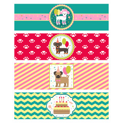 Set of vector elements for birthday design. Labels and Stickers for beverages. Children's holiday