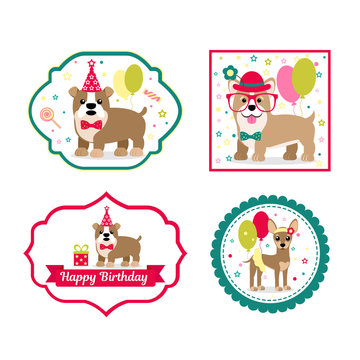 Set of vector elements for birthday design. Labels and Stickers for beverages. Children's holiday